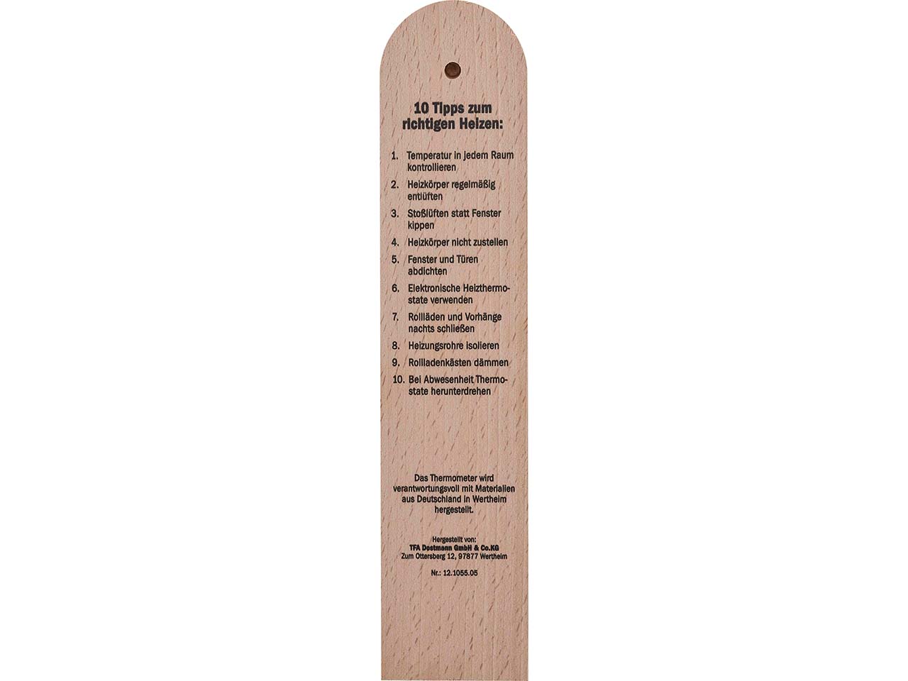 Energiespar-Thermometer für den Innenbereich aus Buchenholz, mit bunter Skalierung