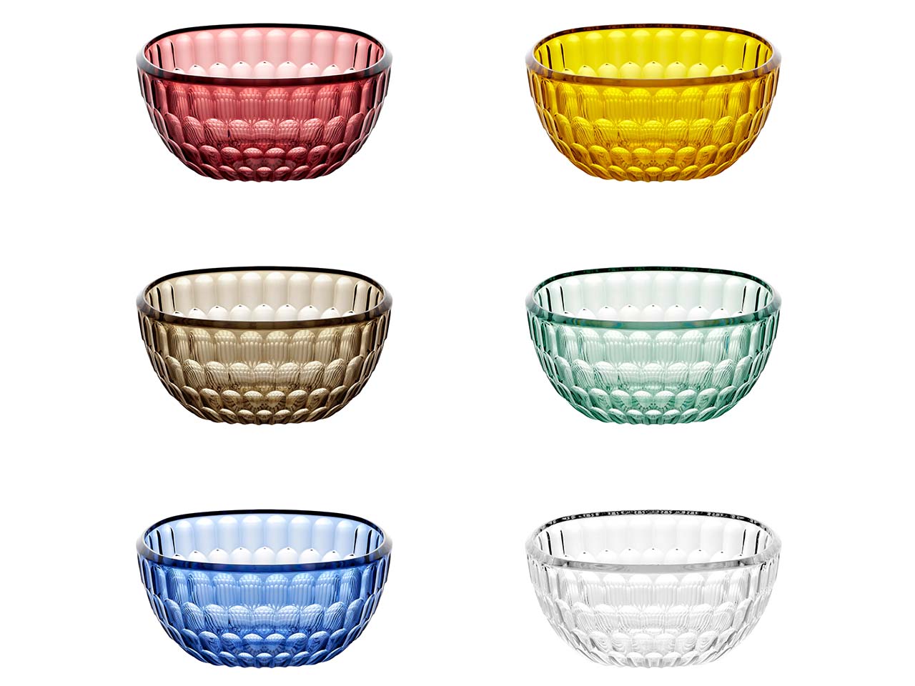 guzzini Schüssel-Set "VANITY aus biobasiertem Spezial-Acrylglas, Ø 12,5 sortiert, 6 Stk.