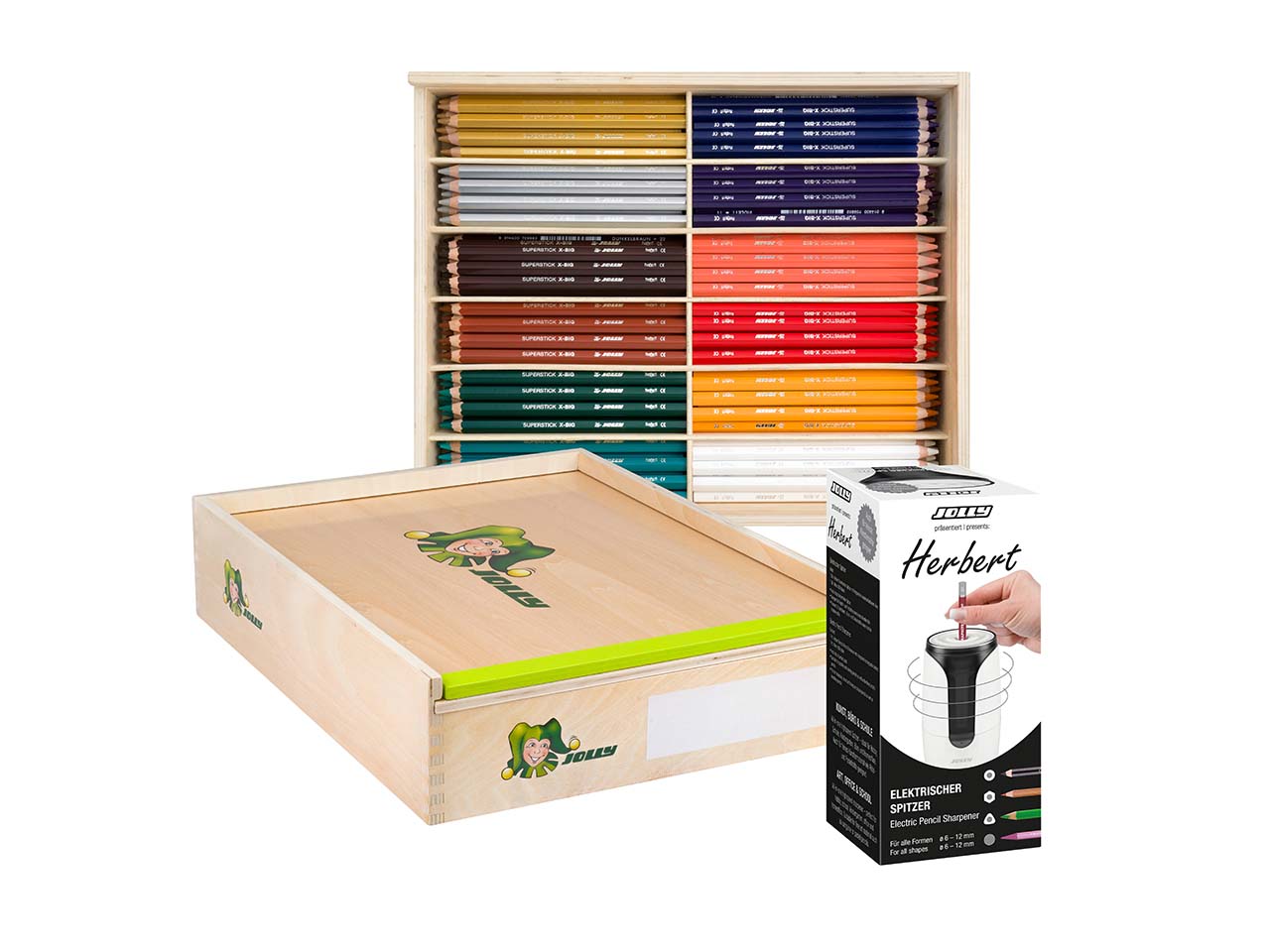 JOLLY Buntstifte "X-BIG" Holzbox mit Ergänzungsfarben, 180 Stk.