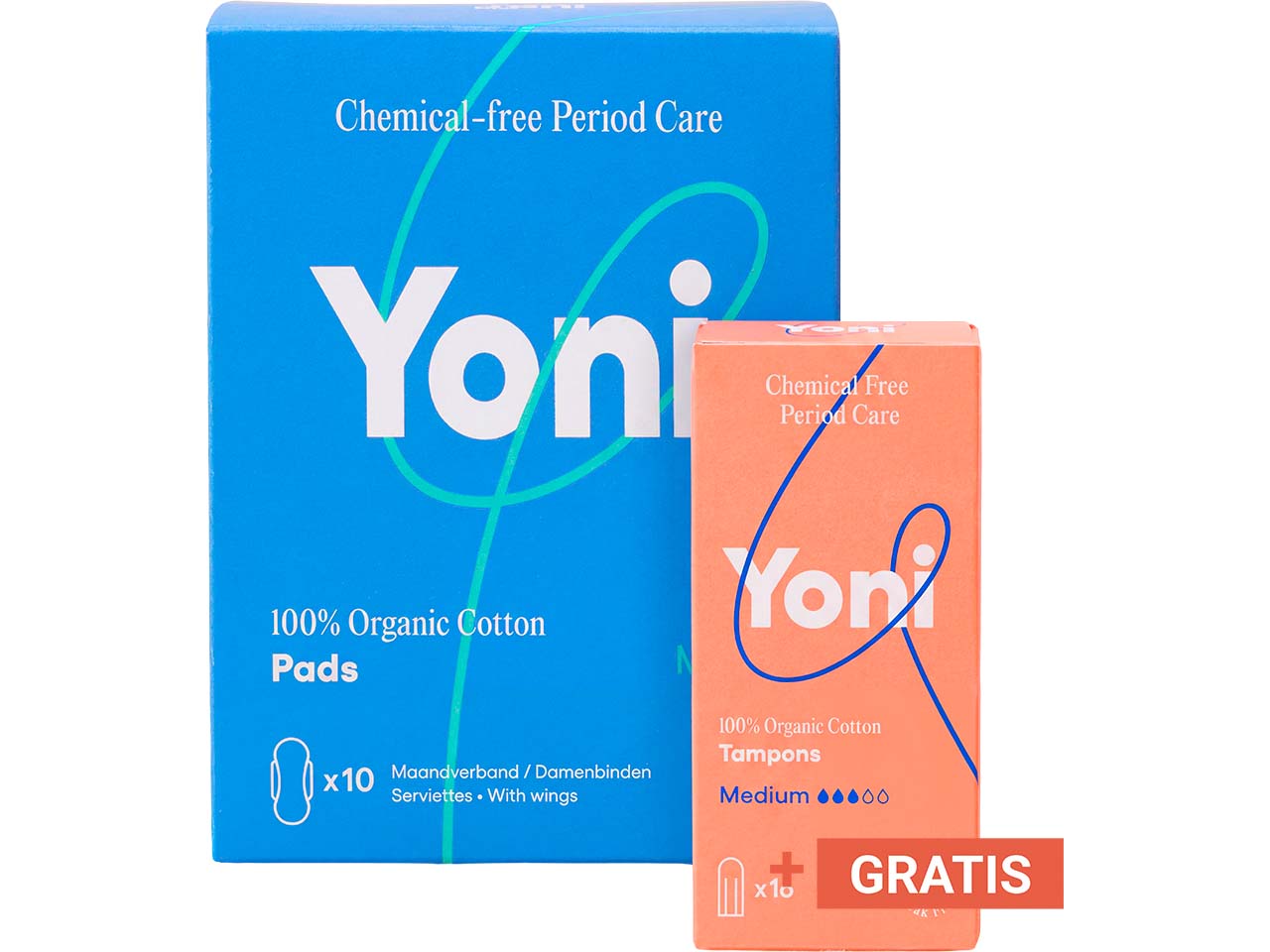 Yoni Binden "Normal" mit Flügeln 20 Stk. aus Bio-BW + GRATIS Yoni Tampons (medium) 16 Stk.