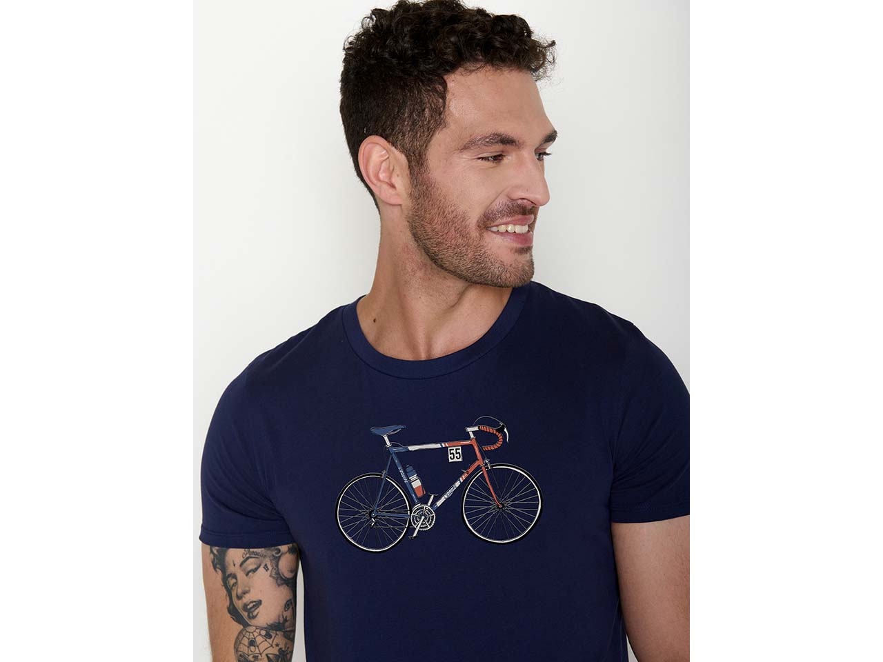 GREENBOMB Bio-Herren-T-Shirt "Bike Jacques" mit Rundhalsausschnitt, navy, Gr. L