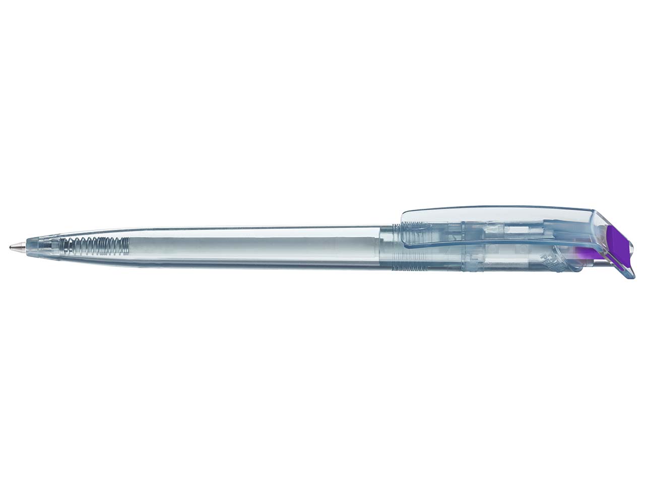 uma Kugelschreiber 'recycled PET-Pen' transparent mit buntem Clip, lila