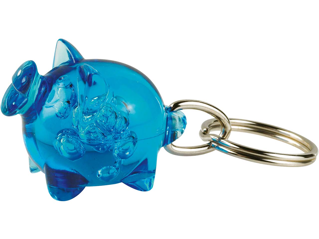 Schlüsselanhänger "Small Happy" inkl. 1-farbigem Aufdruck, blau transparent