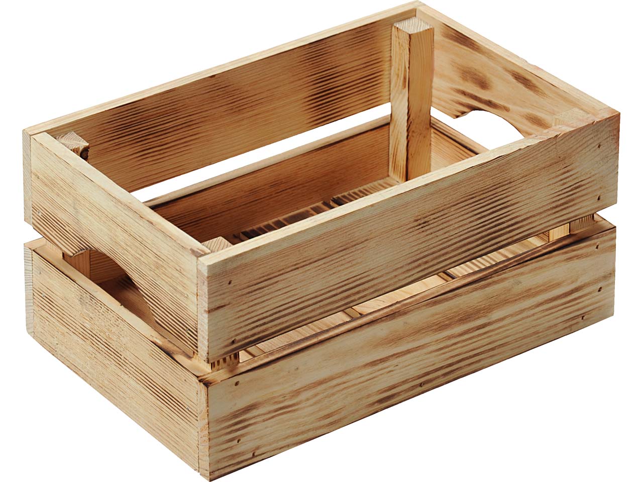 KESPER Dekokiste aus Kiefernholz geflammt, mit Griffen, 30 x 20 x 15 cm