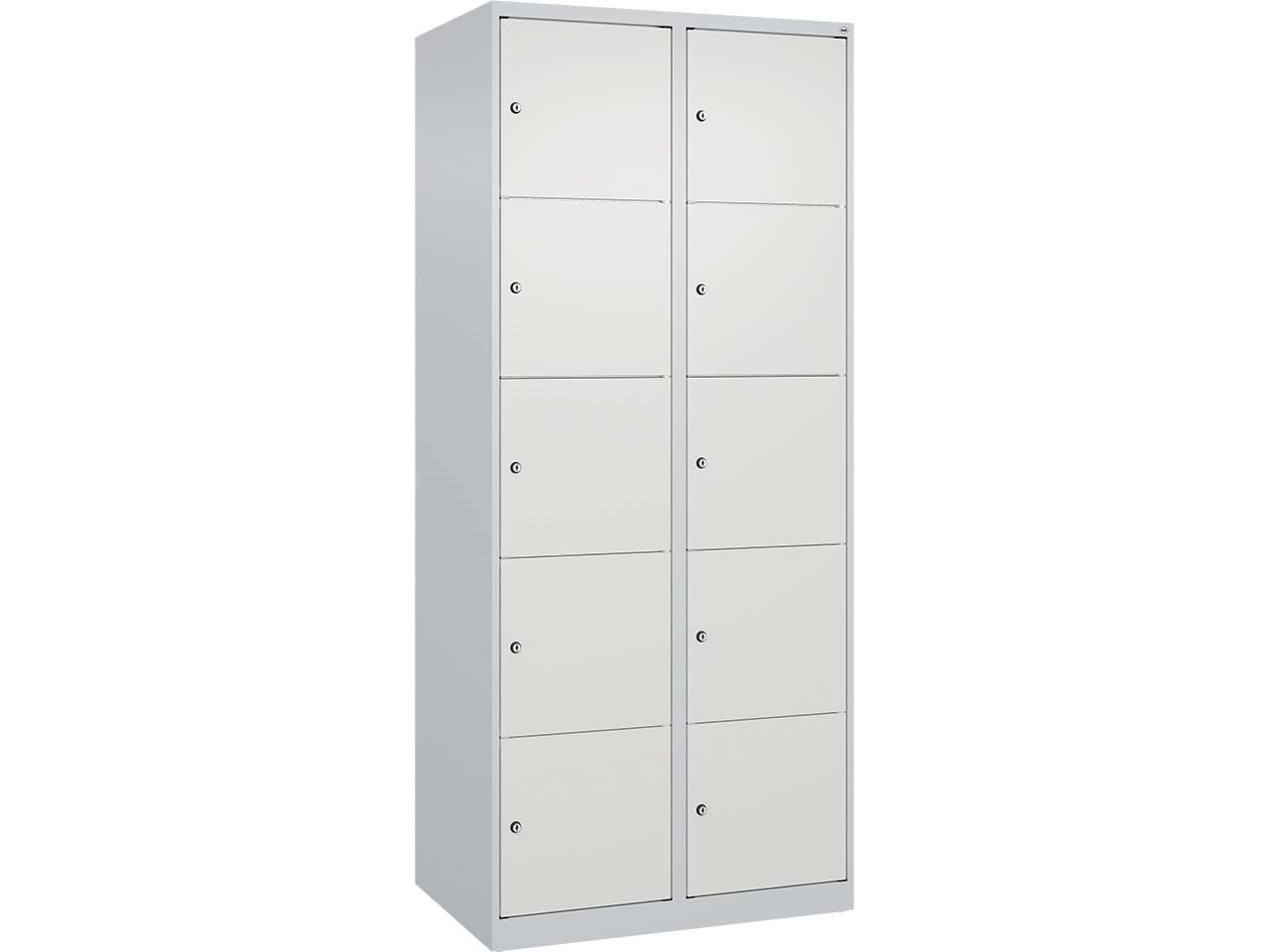 C+P Schließfachschrank Classic PLUS, 10 Fächer, 1850x800x500mm, Lichtgrau/Verkehrsweiß