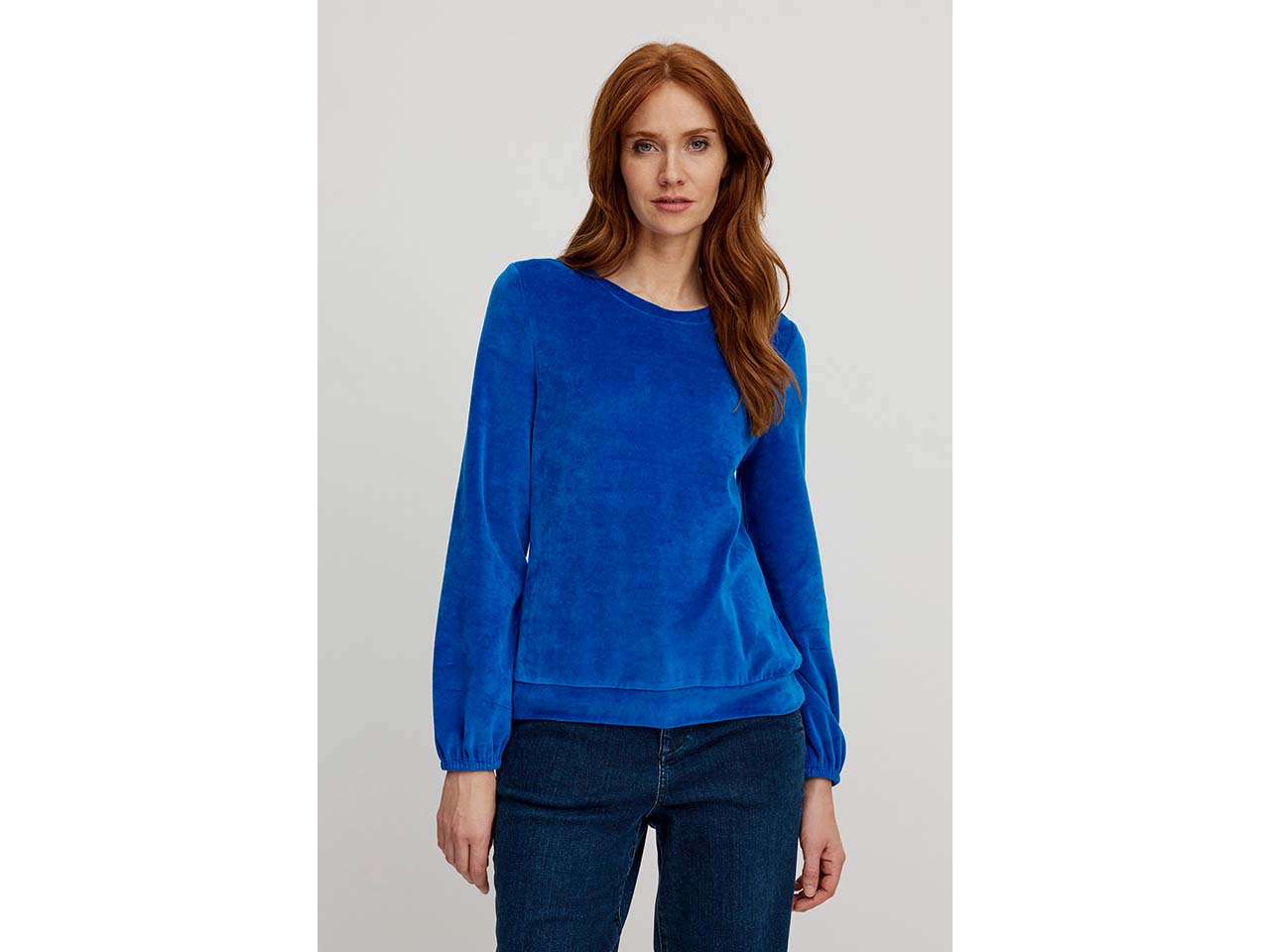 tranquillo Bio-Damen-Langarmshirt aus Nicky Velours, sky diver, Gr. L