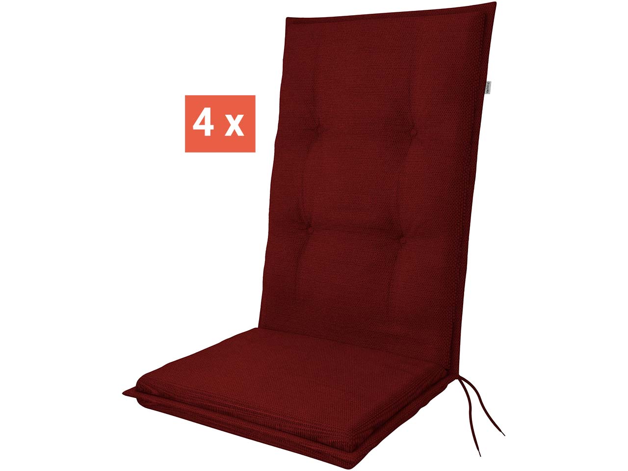 doppler Auflage "STAR" für Hochlehner, 4er-Pack, 119x48x6 cm, Polyester, bordeaux