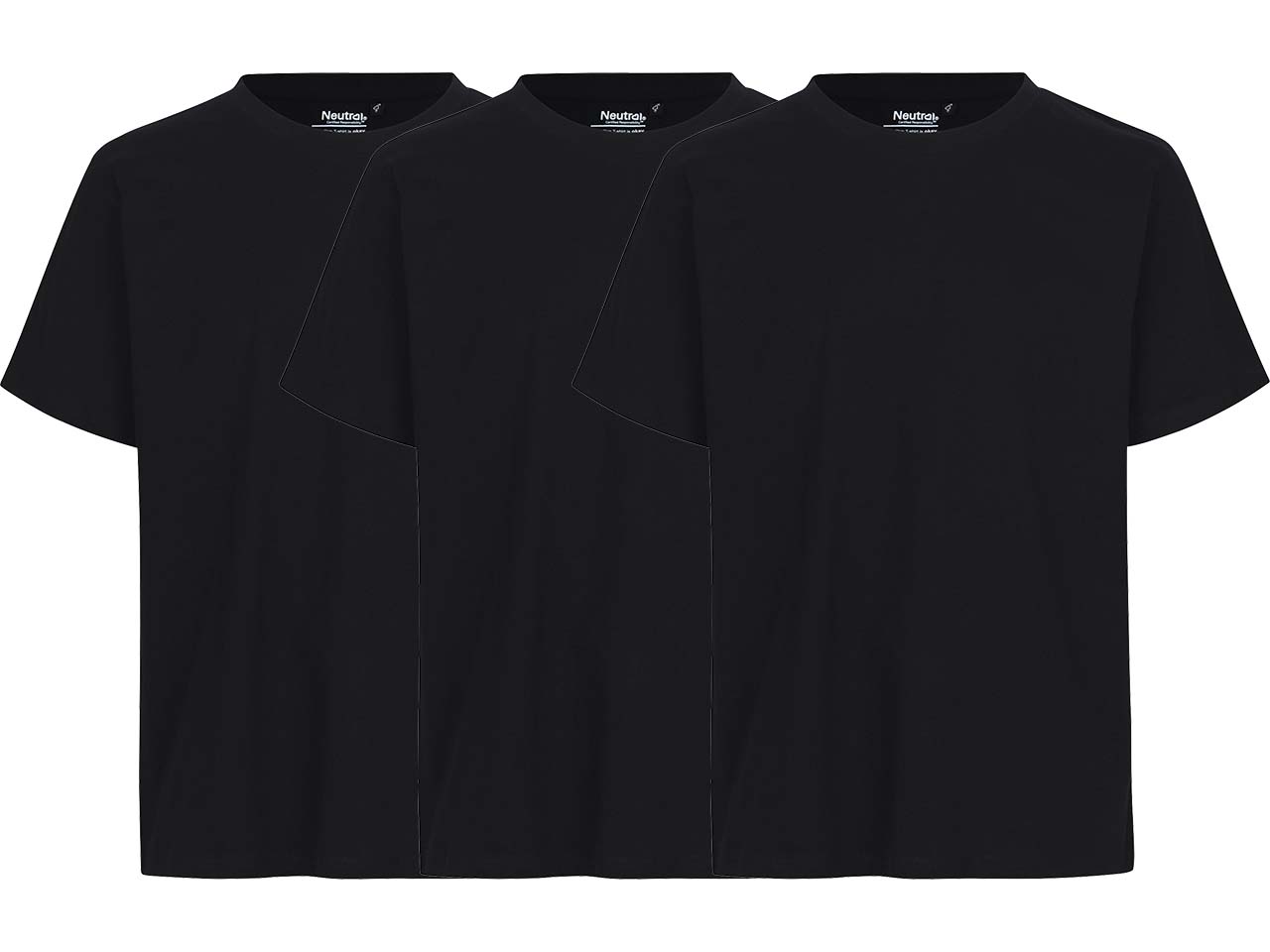 Neutral 3er-Pack Bio-Unisex-T-Shirt mit Rundhalsausschnitt, schwarz, Gr. XXL