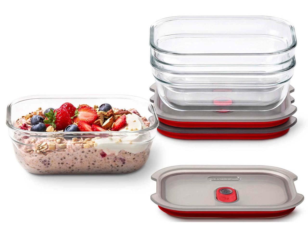 black+blum Frischhaltebox "Food Box" Glas, rechteckig, 5 Stk. 900 ml