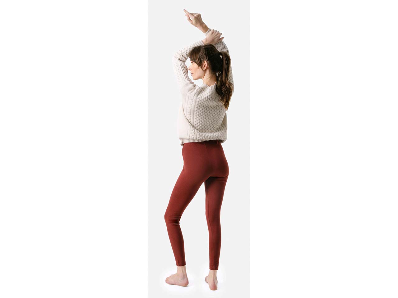 Living Crafts Bio-Damen-Leggings 'ANNEDORE' ohne Seitennähte, maroon, Gr. M