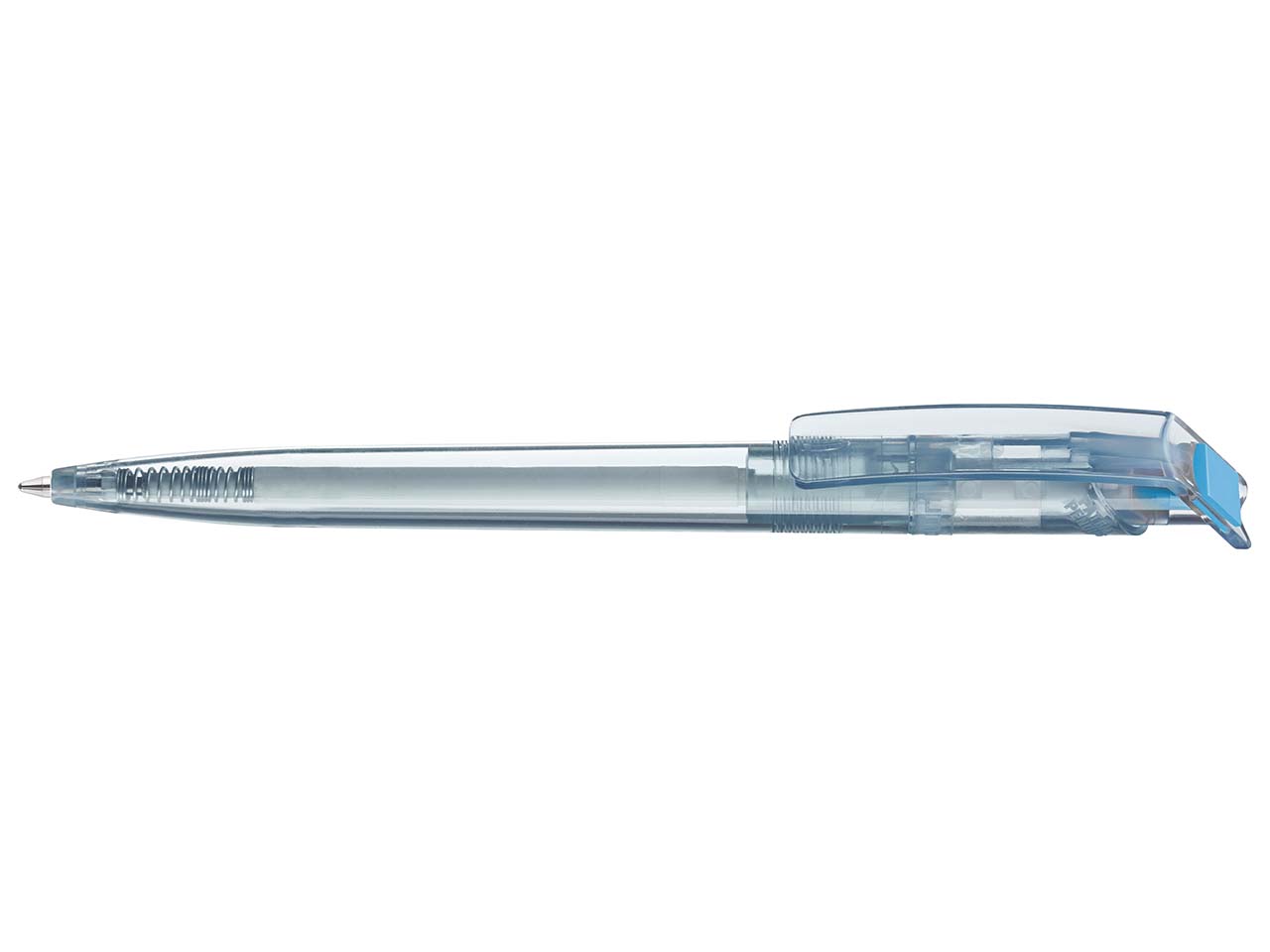 uma Kugelschreiber 'recycled PET-Pen' transparent mit buntem Clip, hellblau