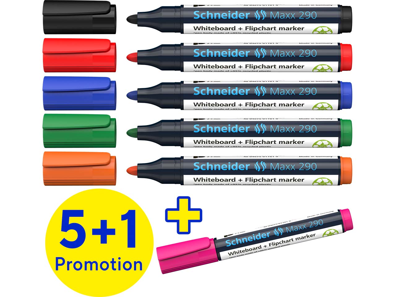 Schneider 6er-Pack Whiteboardmarker "Maxx 290" 5+1 Gratis, sortiert