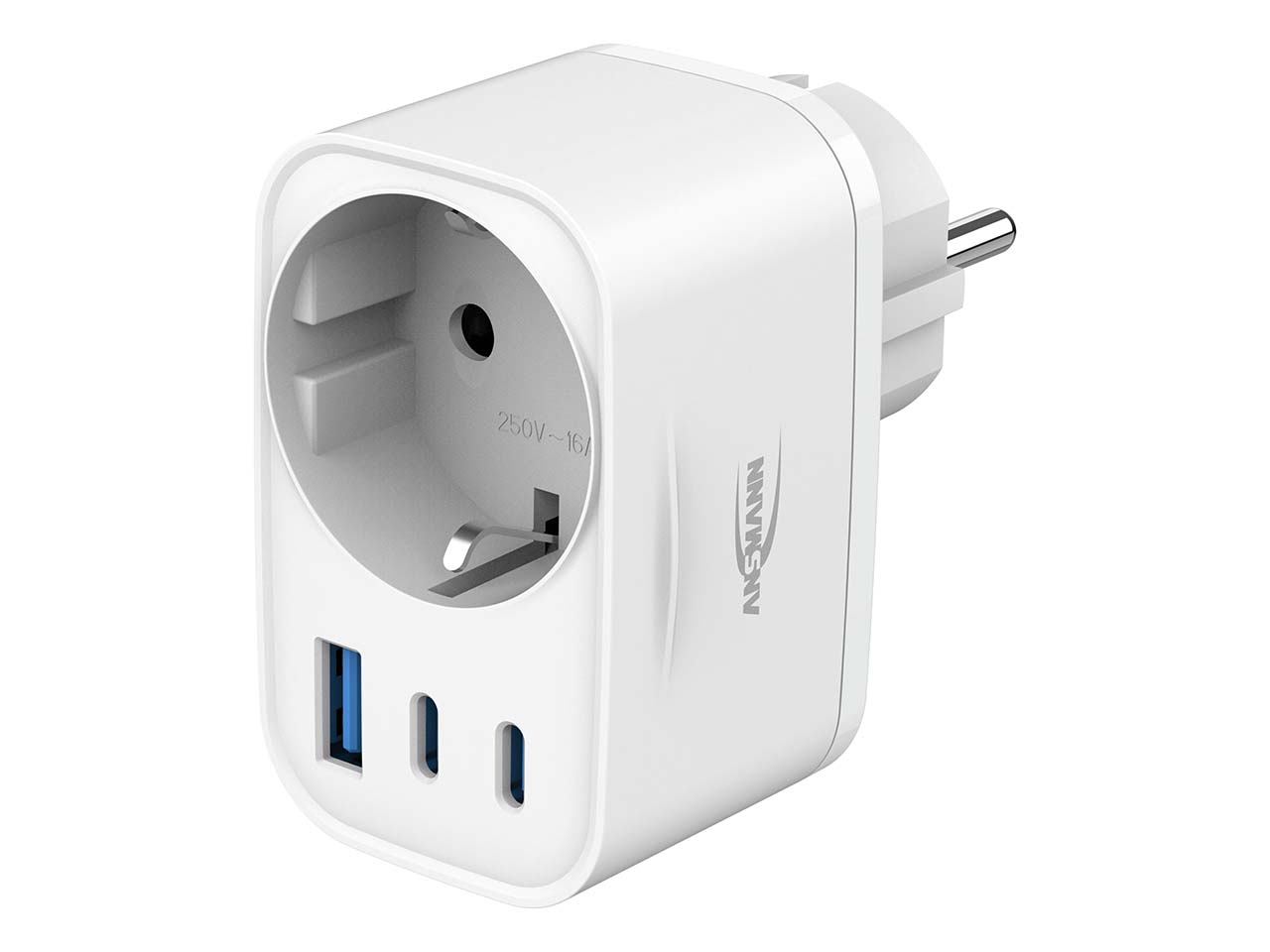 Ansmann Steckdosenadapter mit USB-Ladegerät "Home Socket HS330", 3 A, 30 W, 3 Ports, weiß