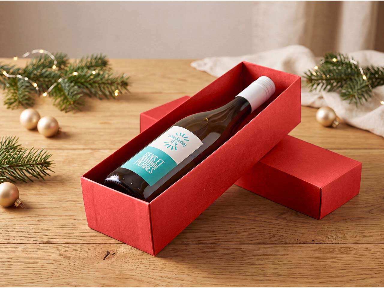 Alkoholfreier Weißwein GENS ET PIERRES, Chardonnay, 750 ml, in Geschenkverpackung