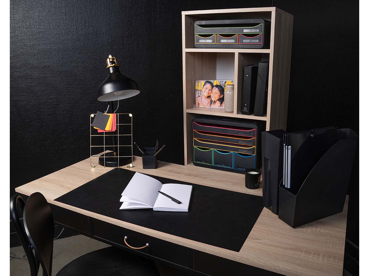 Exacompta Schubladenbox Toolbox "Black Office" DIN A4+, 4 Schubladen, schwarz/harlekin