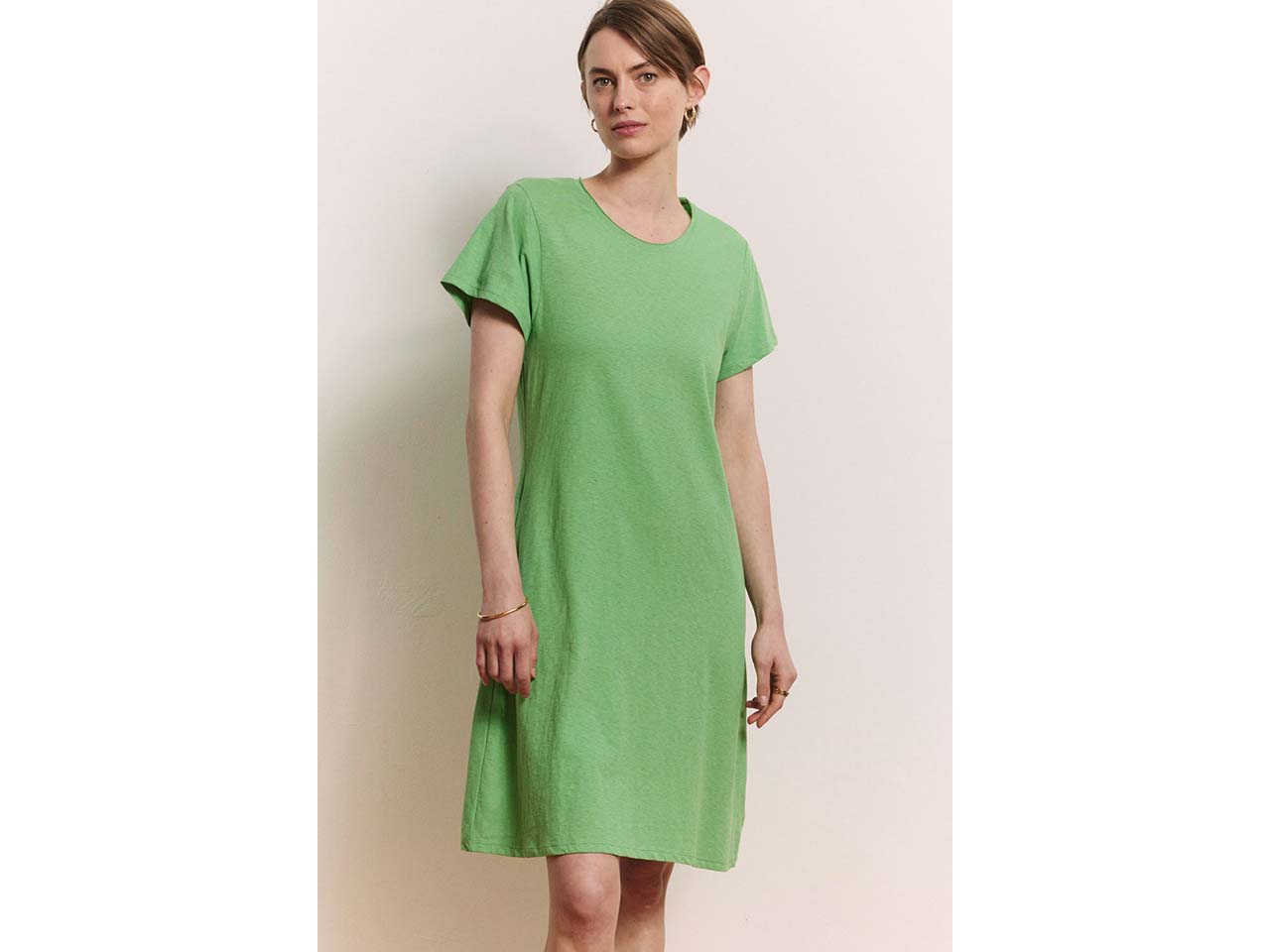 tranquillo Bio-Damen-Midikleid "Inoaa" aus Baumwoll-Leinen-Mix, peppermint green, Gr. L