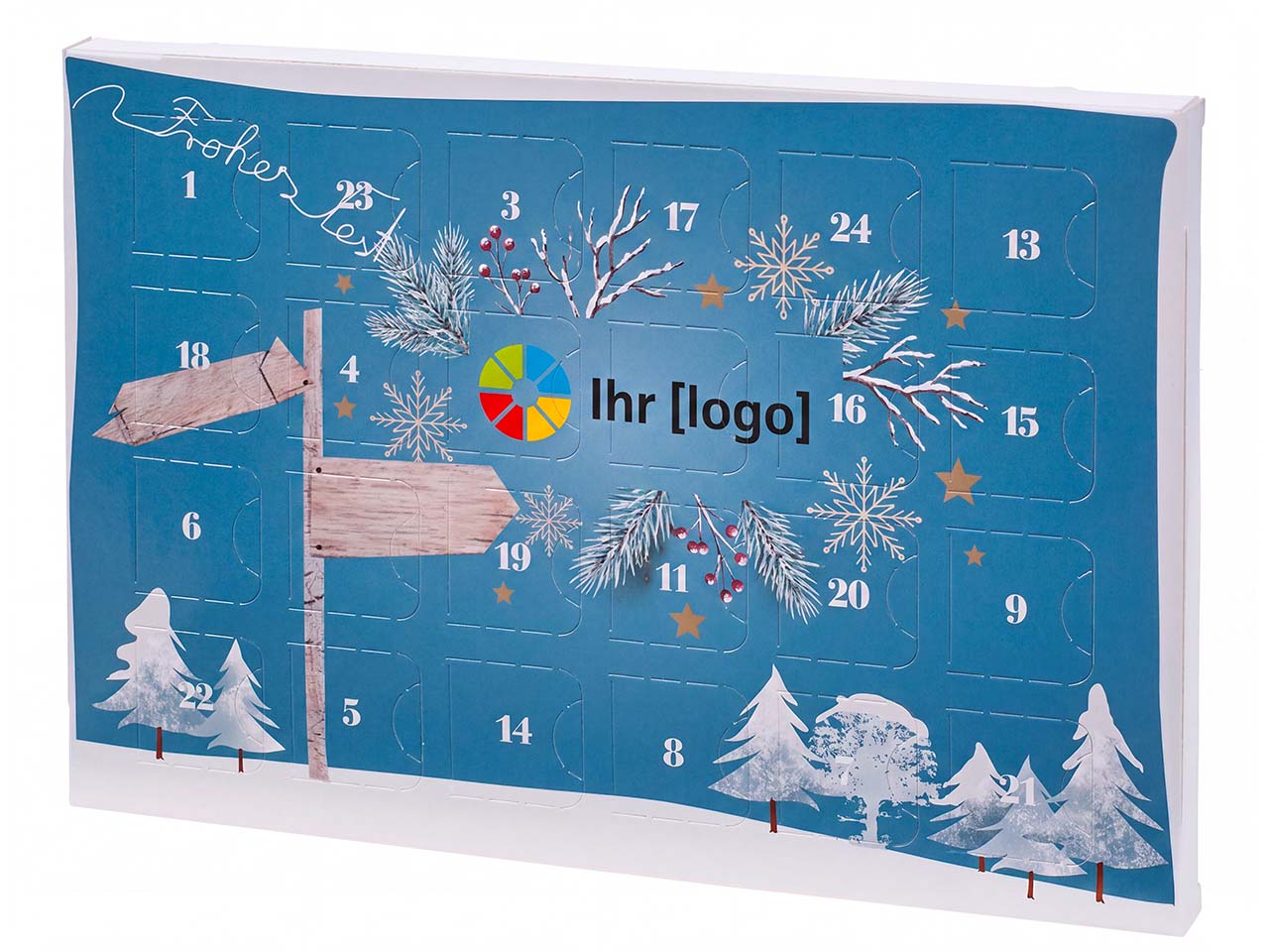 Bio-Adventskalender mit 4-farbigem Digitaldruck, Schoko-Mix, 50 g