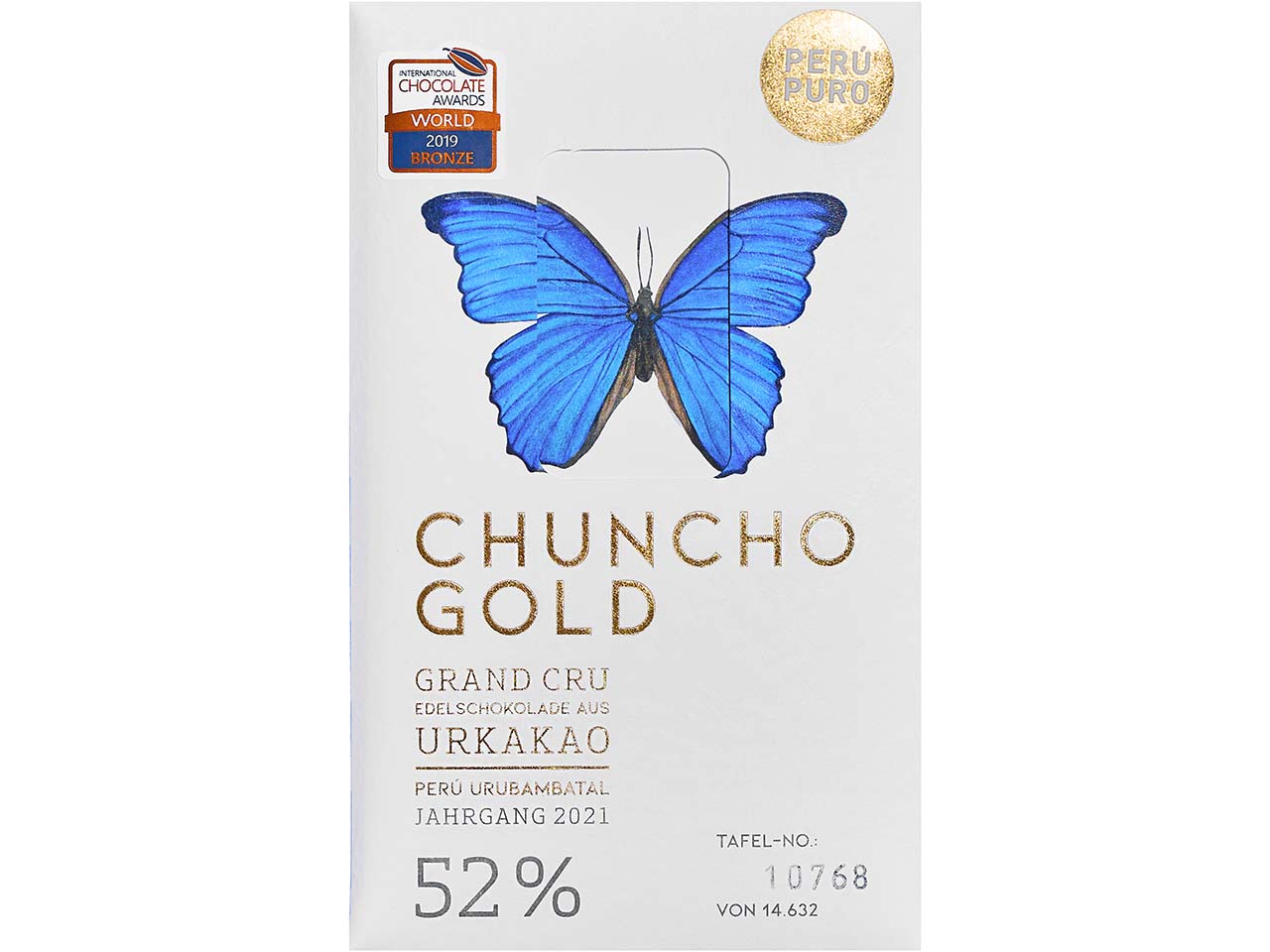 PERÚ PURO Dunkle Bio-Milchschokolade "CHUNCHO GOLD Grand Cru" 52 % Kakao, 70 g