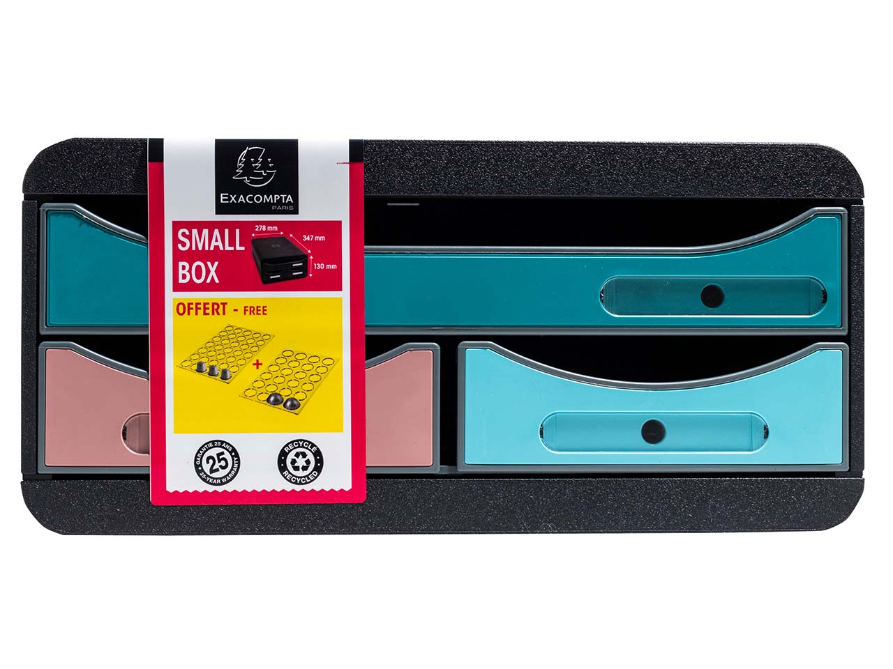 Exacompta Schubladenbox "Skandi", DIN A4+, 3 Schubladen, sortiert
