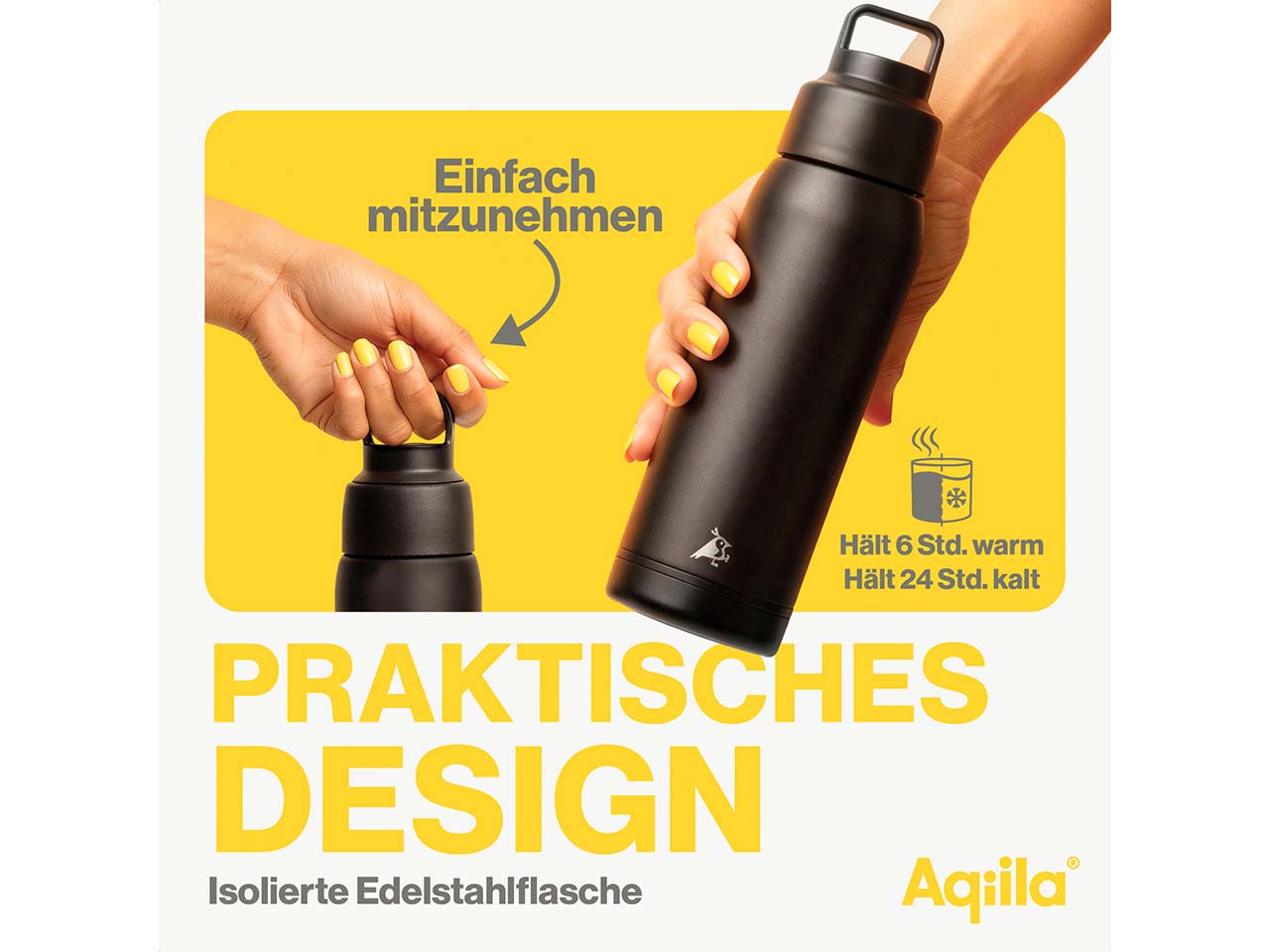 Aqiila Isolierkanne mit Powerbank "Power Bottle B05", schwarz