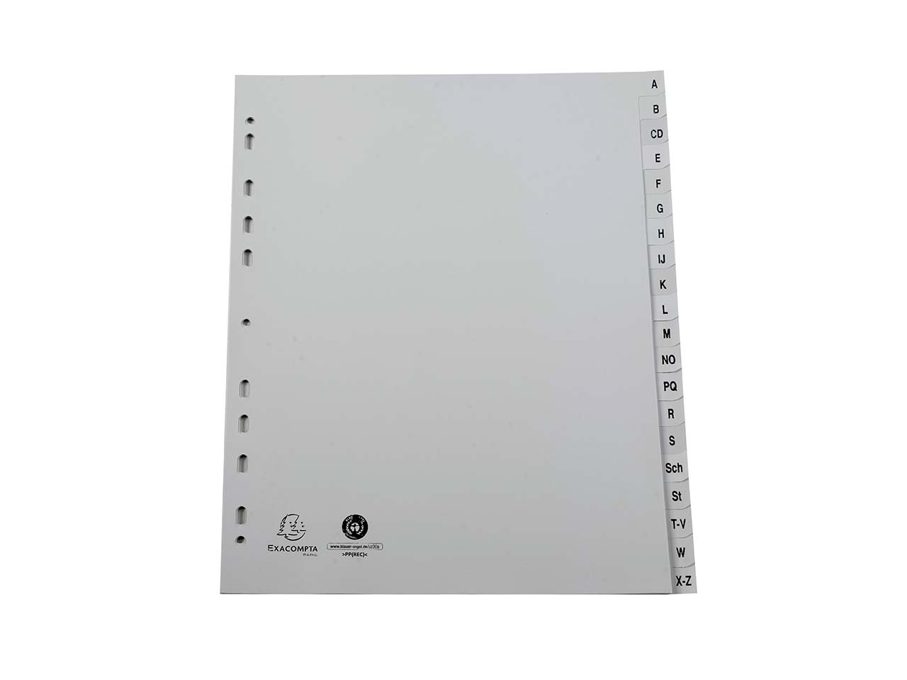 25 Exacompta Register, 20 Taben A-Z, 120 µ, DIN A4 Maxi, grau