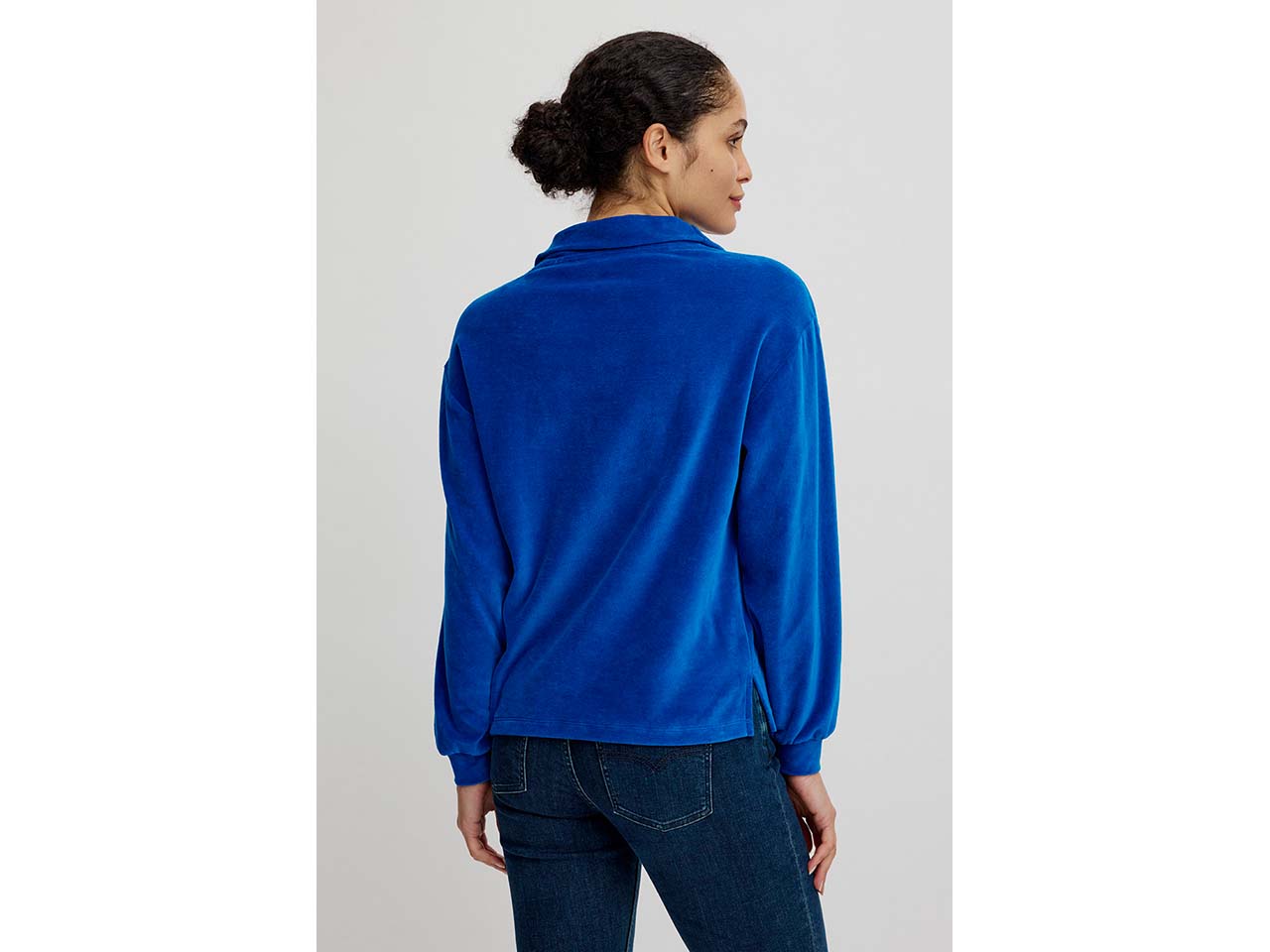 tranquillo Bio-Damen-Troyer aus Nicky Velours, sky diver, Gr. M