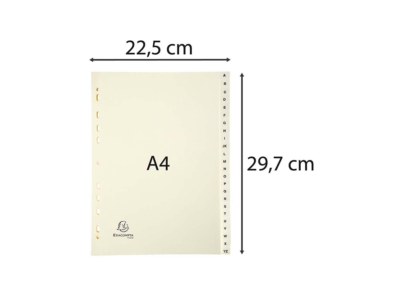 10 Exacompta Register, 24 Taben A-Z, 155 g/m², DIN A4, elfenbein
