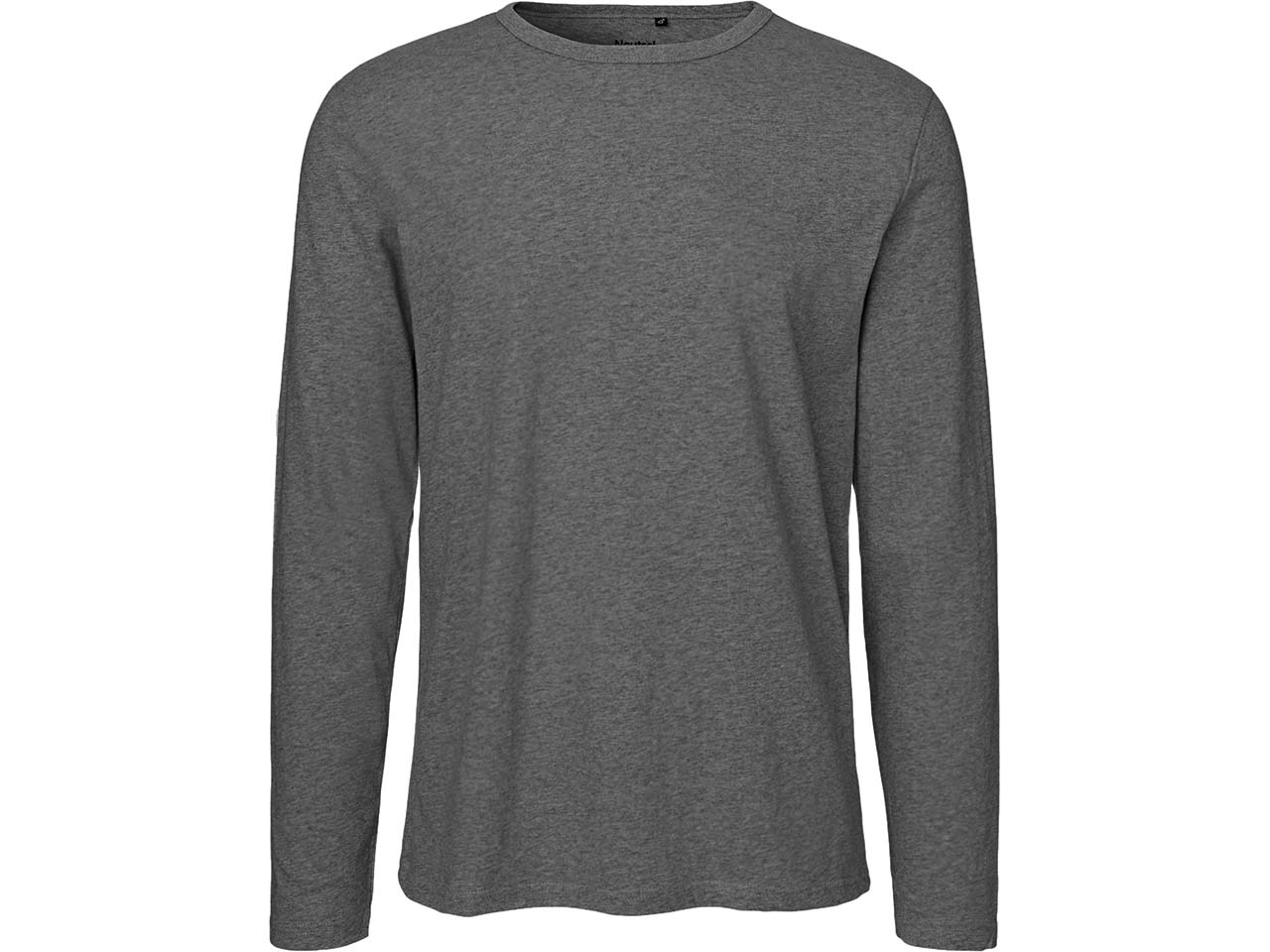 Neutral Bio-Herren-Langarmshirt mit Rundhalsaussschnitt dark heather, Gr. XL