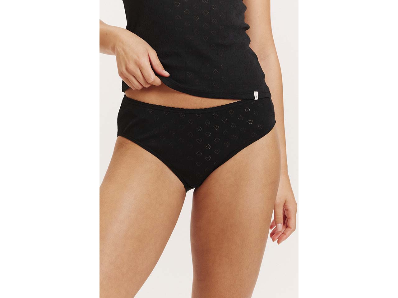 tranquillo 2er-Pack Bio-Damen-Slip 'Puaa' mit Ajour-Spitze, black, Gr. L
