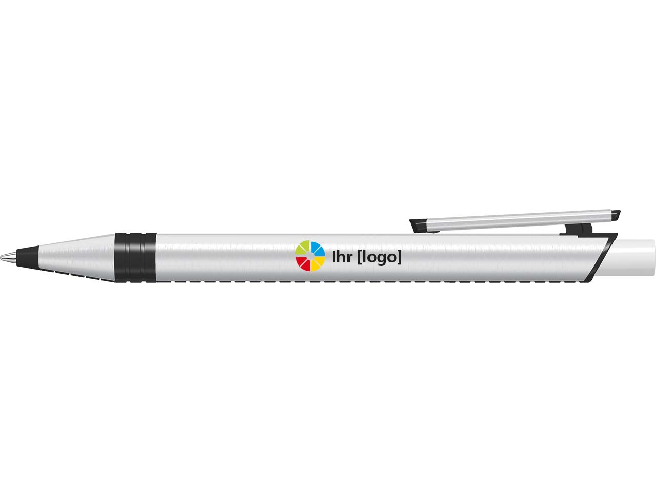 uma Kugelschreiber "recycelt PET PEN ALUMA" mit farbigem Drücker, weiß