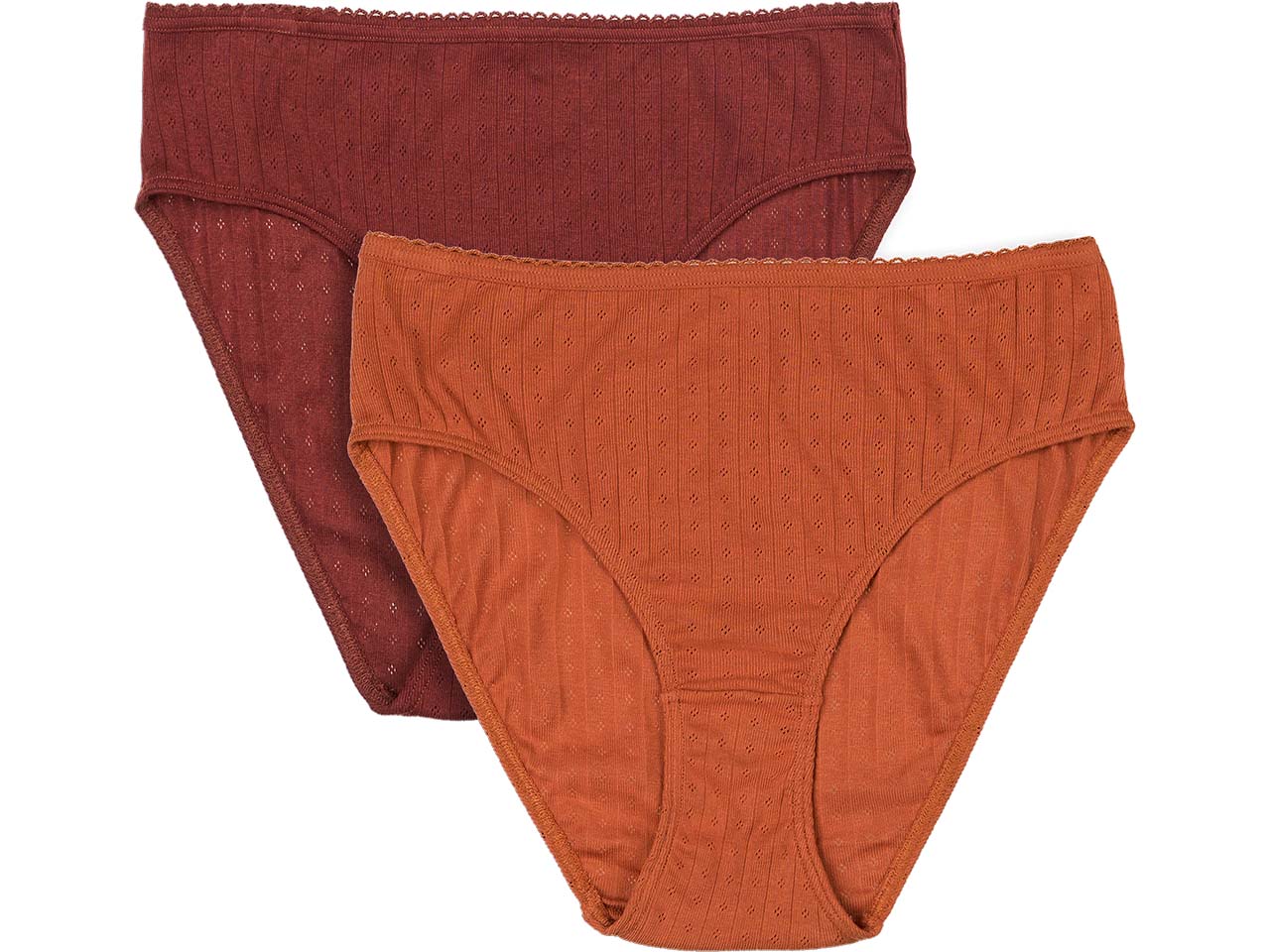 Living Crafts 2er-Pack Bio-Damen-Slips 'RYLIE' mit Ajourmuster, maroon/glaze, Gr. S