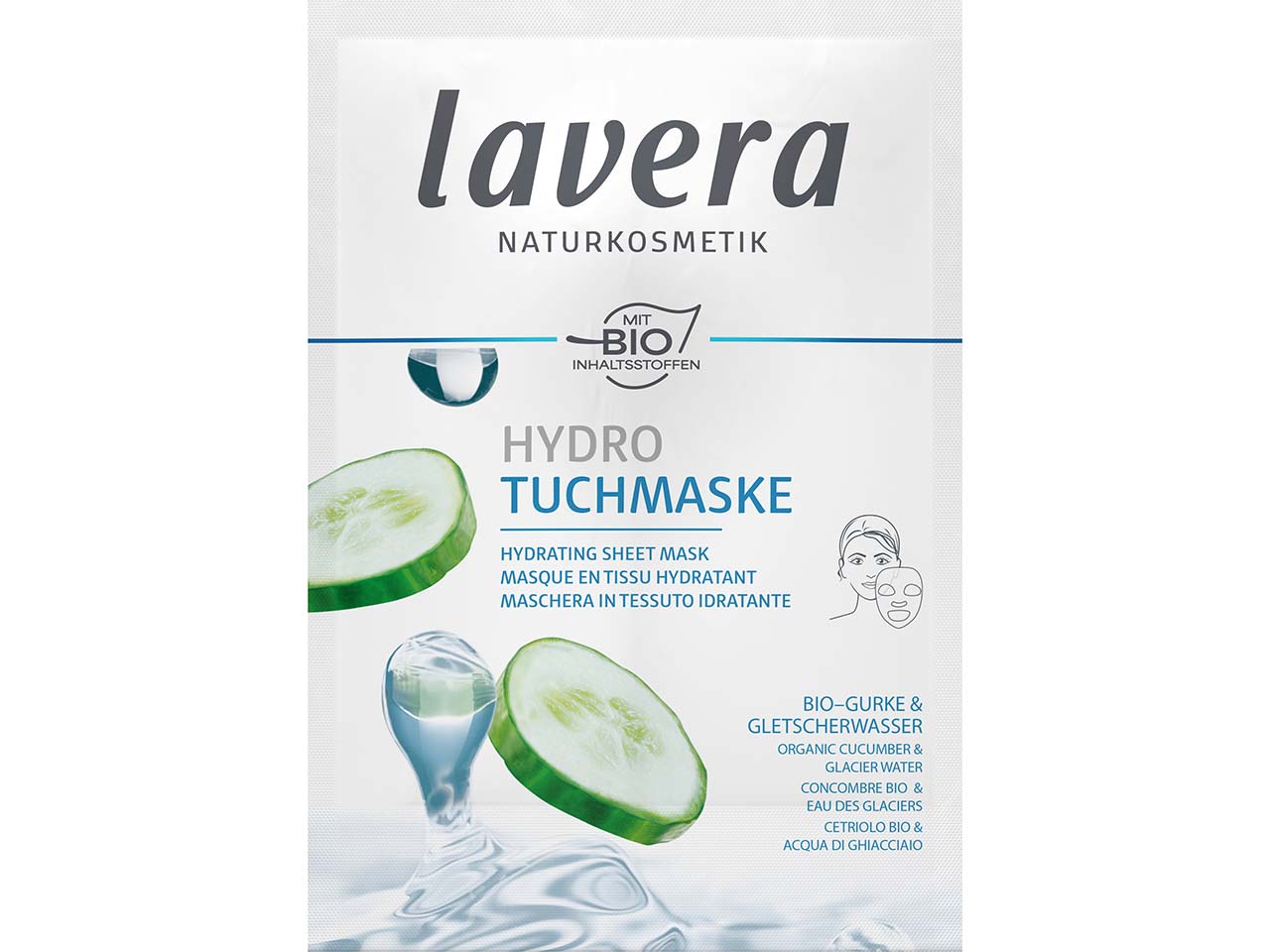 lavera Tuchmaske "Hydro" mit Bio-Gurke und Gletscherwasser, 21 ml