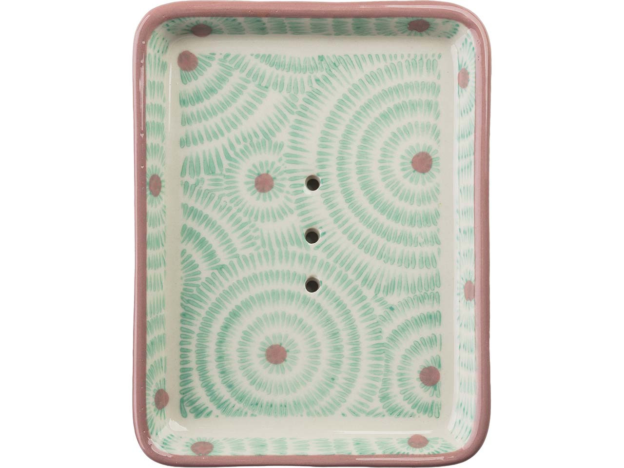 tranquillo Seifenschale "GEOMARA" aus Steinzeug, 13 x 10 x 2 cm, türkis/creme