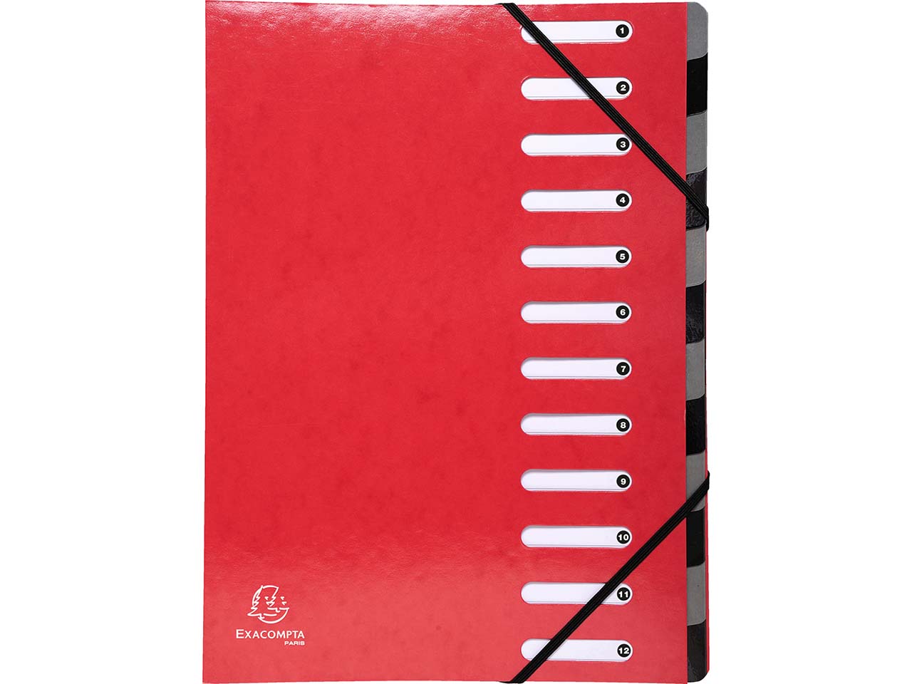 6 Exacompta Ordnungsmappen "Iderama", 600 g/m², DIN A4, dehnb. Rücken, 12 Fächer, rot