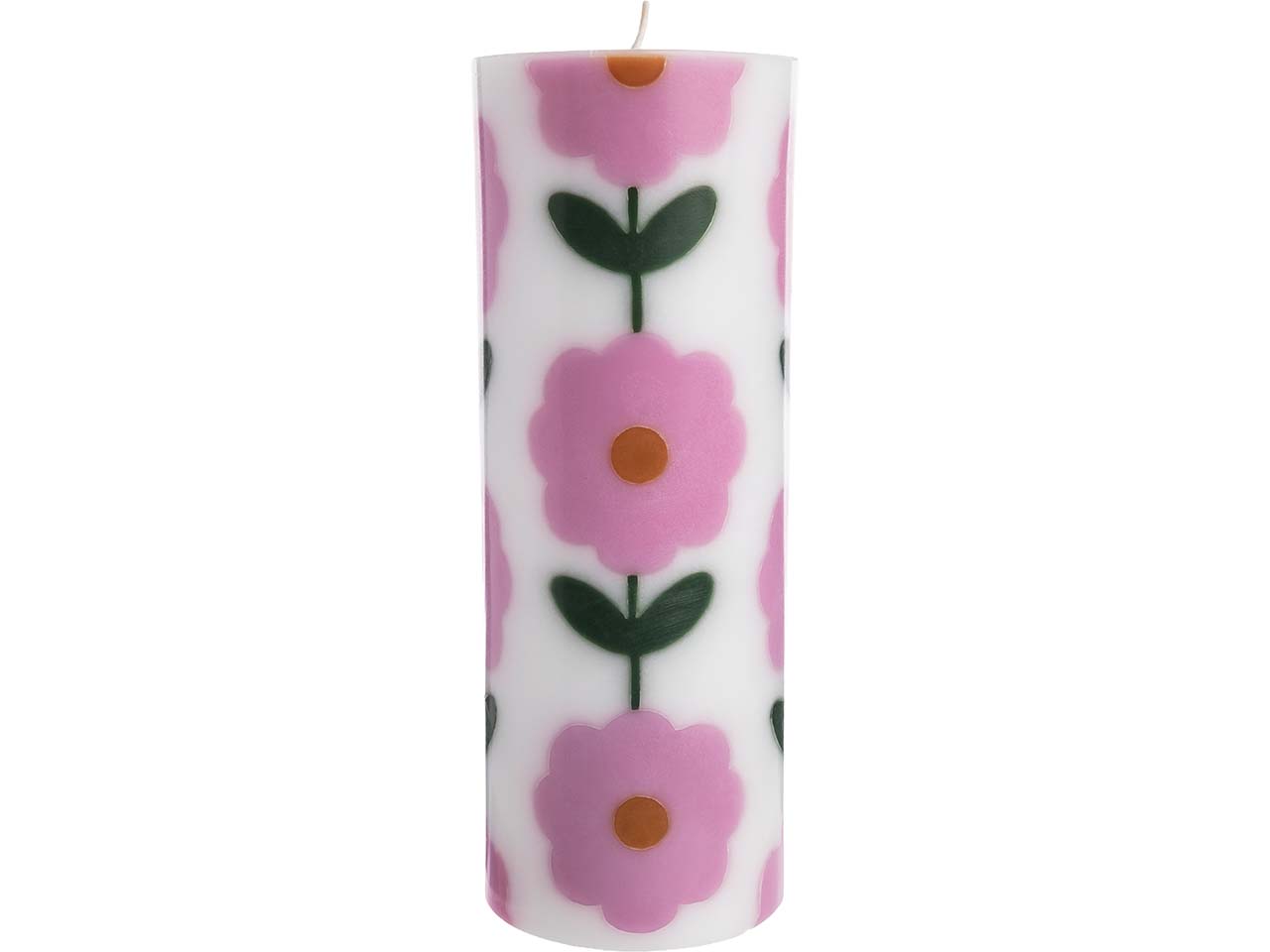 tranquillo Stumpenkerze "GLUMI FLOWER" aus Stearin, Ø 7,5 cm x H 20 cm, rosa/creme