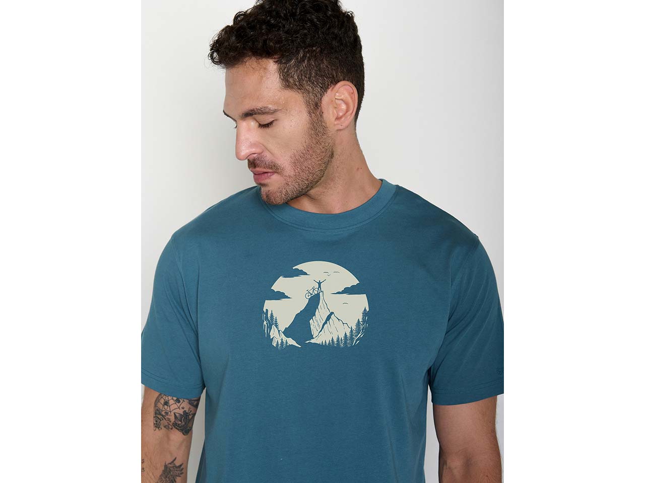 GREENBOMB Bio-Herren-T-Shirt "Nature Clouds" mit Rundhalsausschnitt, tidal blue, Gr. XL