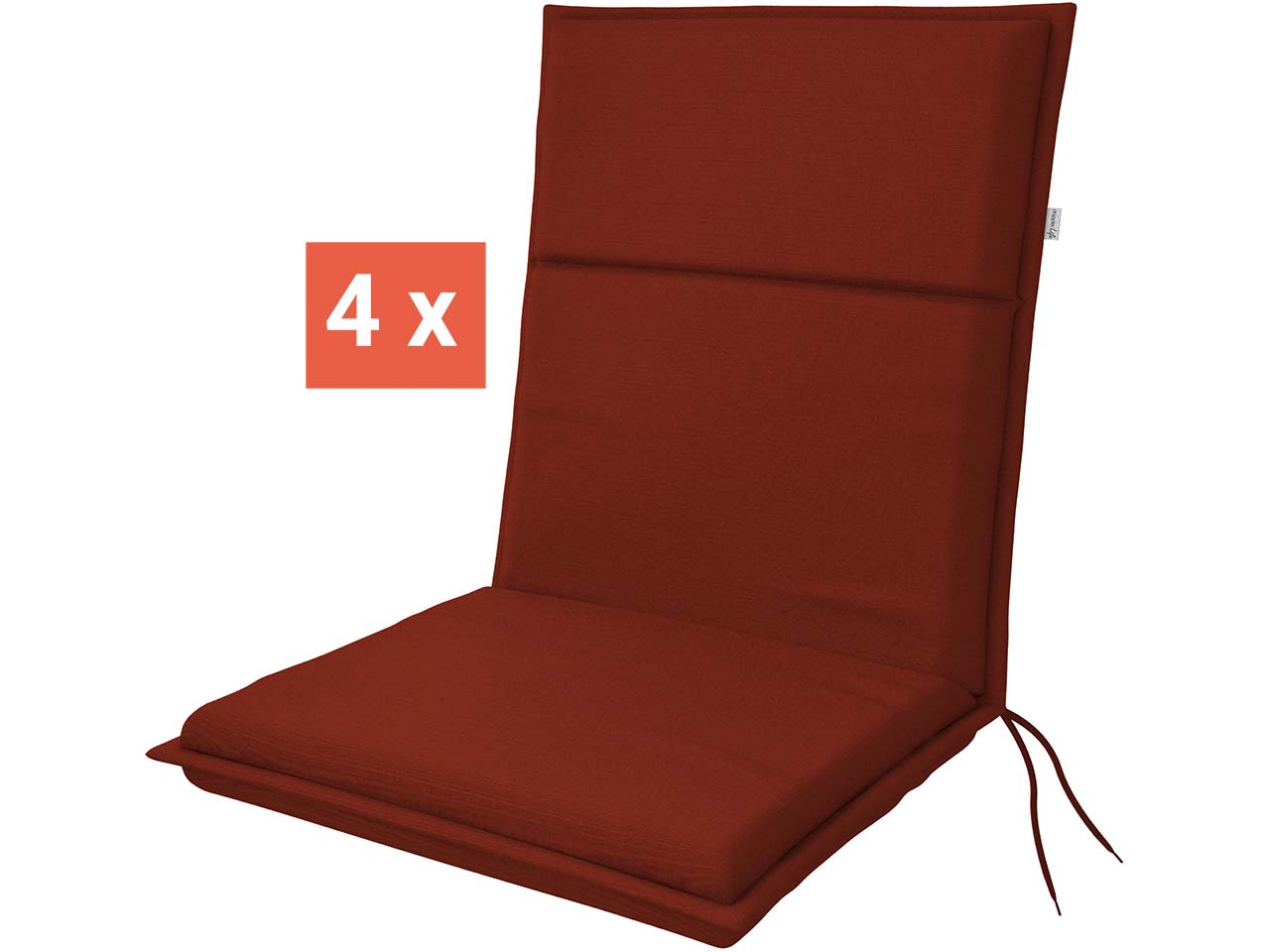 doppler Auflage "LIFE" für Niederlehner, 4er-Pack, 100x48x4 cm, Polyester, rot