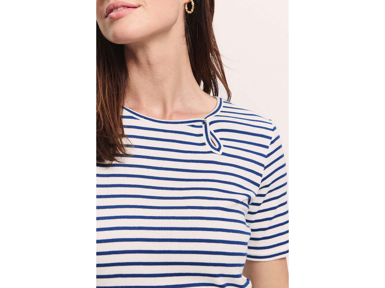 tranquillo Damen-T-Shirt "Lillyy" aus Tencel-Baumwoll-Mix, stripes navy, Gr. M