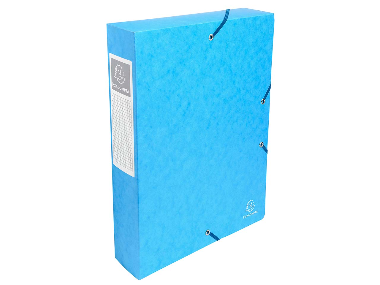 8 Exacompta Archivboxen, Colorspan-Karton, 600 g/m², DIN A4, Gummizug, RB 60 mm, türkis