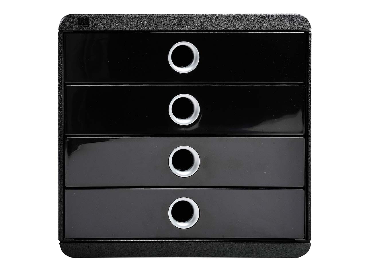 Exacompta Schubladenbox Pop-Box "Glossy", DIN A4+, 4 Schubladen geschlossen, schwarz