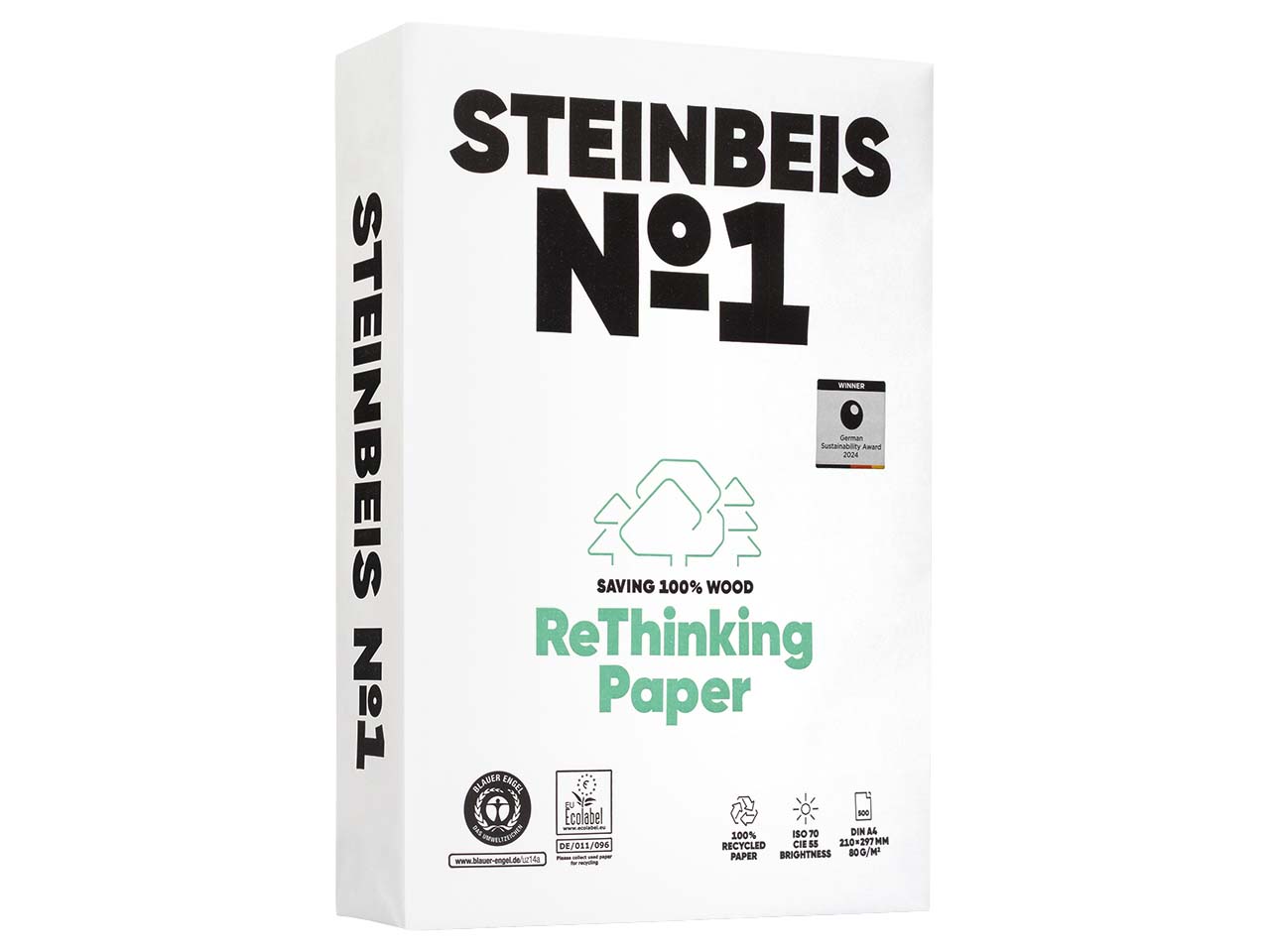 500 Blatt Steinbeis Recycling Kopierpapier "No.1, ClassicWhite", DIN A4