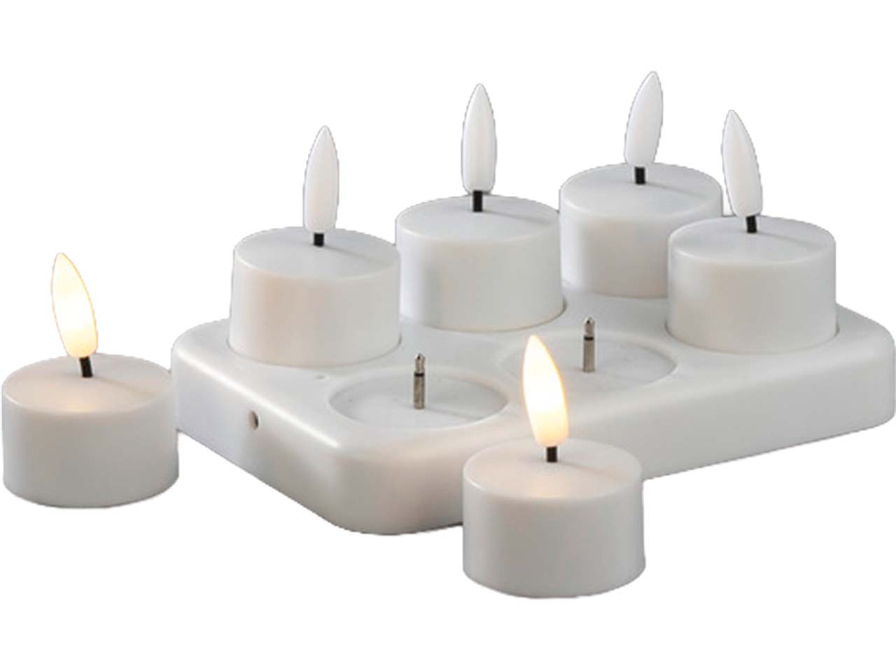 Konstsmide LED-Dekolicht 6er-Set "Teelichter" inkl. Ladestation und Fernbedienung, weiß