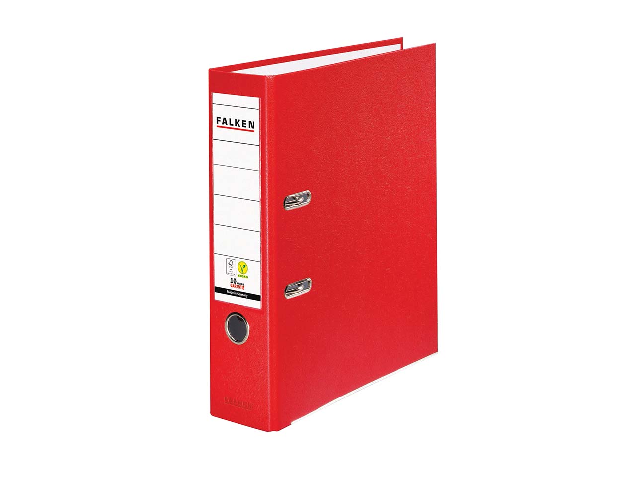 20 Falken Ordner "Vegan", mit Einsteckschild, 180 g/m², DIN A4, RB 80 mm, rot