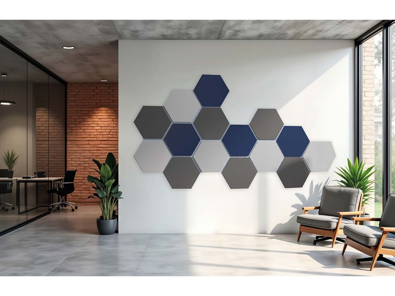 magnetoplan Akustik Wandpaneele "ecoAware" 37 x 32 x 0,9 cm Hexagon, blau, 6 Stk.