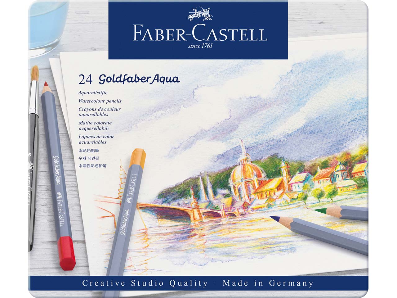 Faber-Castell Buntstifte "Goldfaber Aqua" aquarellierbar, im Metalletui, 24 Stk.