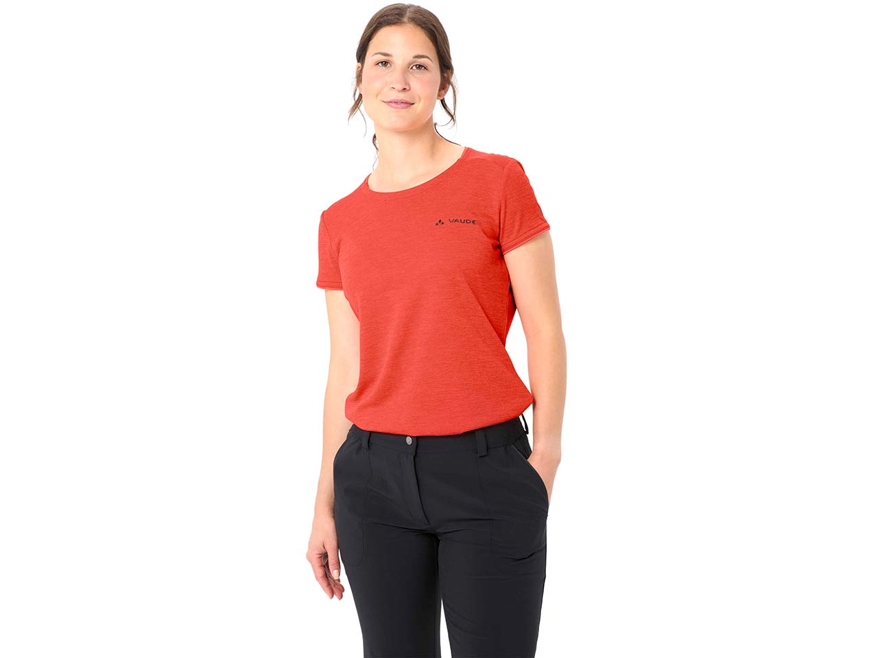 VAUDE Damen-T-Shirt "Essential" mit Rundhalsausschnitt, glowing red, Gr. 40
