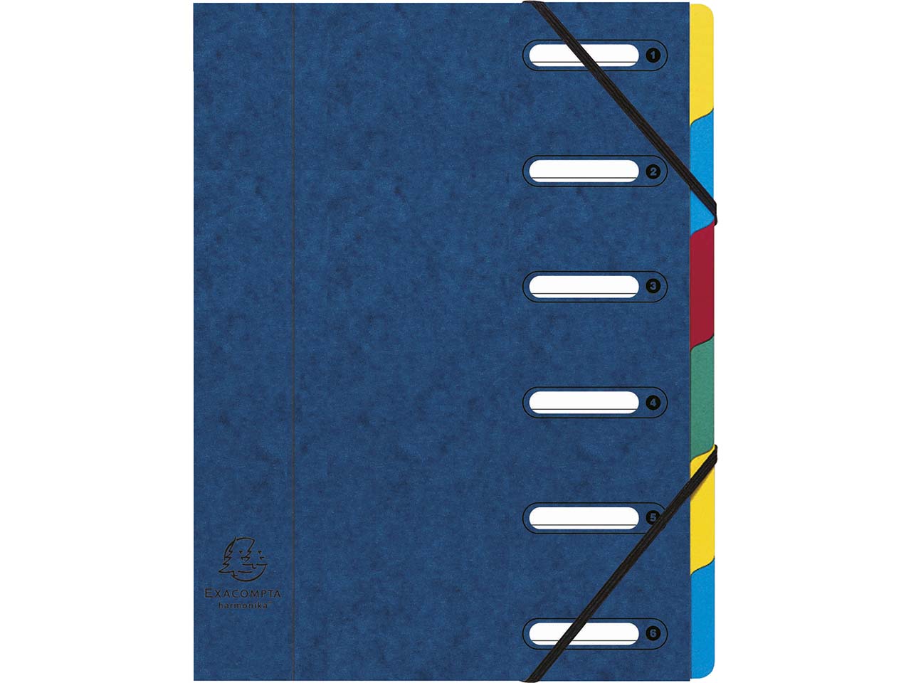 8 Exacompta Ordnungsmappen aus Colorspan, 425 g/m², DIN A4, Gummizug, 6 Fächer, blau