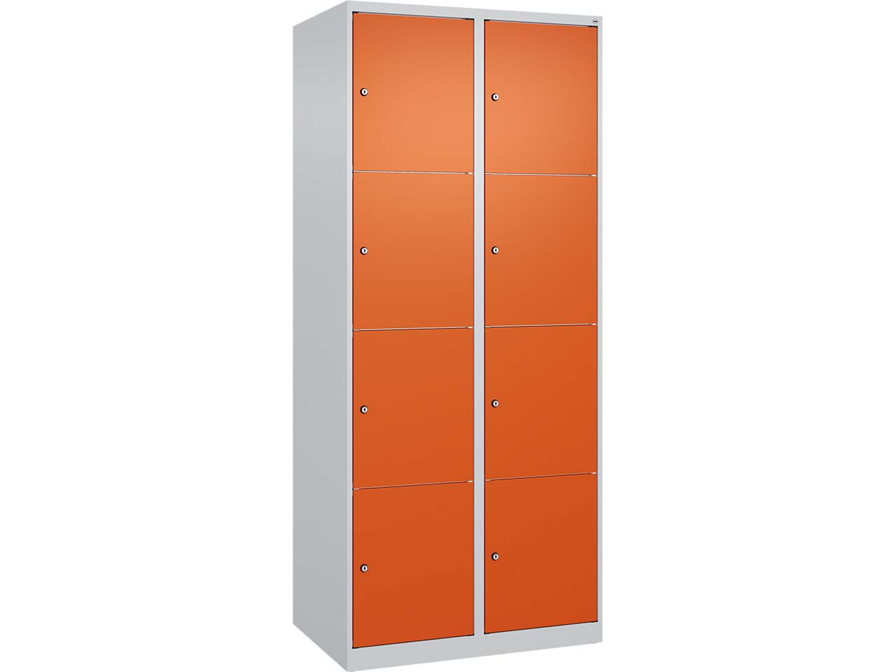 C+P Schließfachschrank Classic PLUS, 8 Fächer, 1850x800x500mm, Lichtgrau/Reinorange