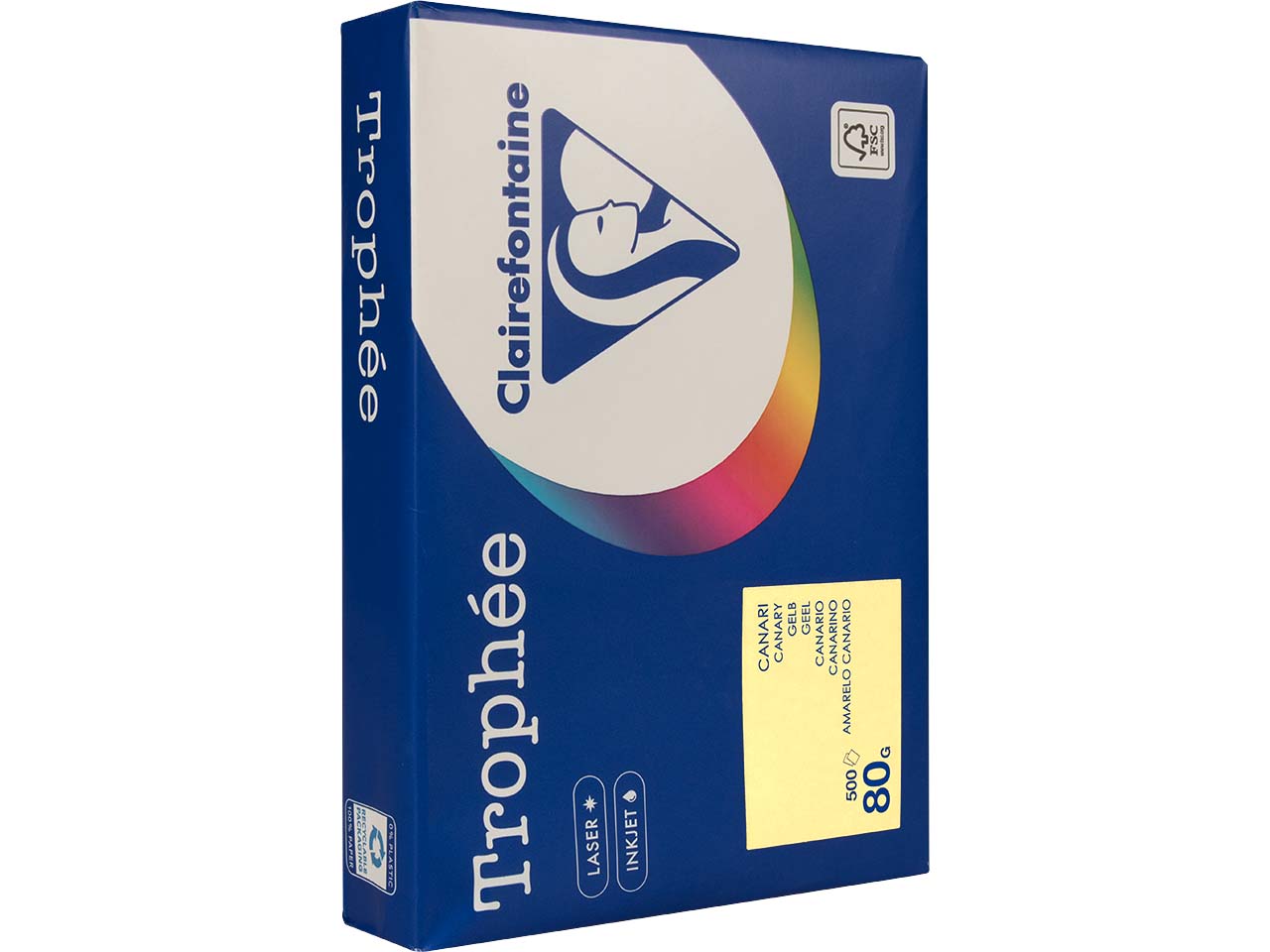 500 Blatt Clairfontaine Farbiges Kopierpapier "Trophee" 80 g/m², DIN A4, gelb