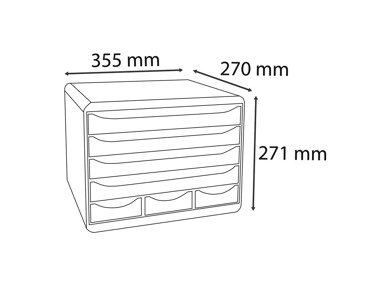 Exacompta Schubladenbox Storebox "Office", DIN A4+, 6 Schubladen offen, lichtgrau